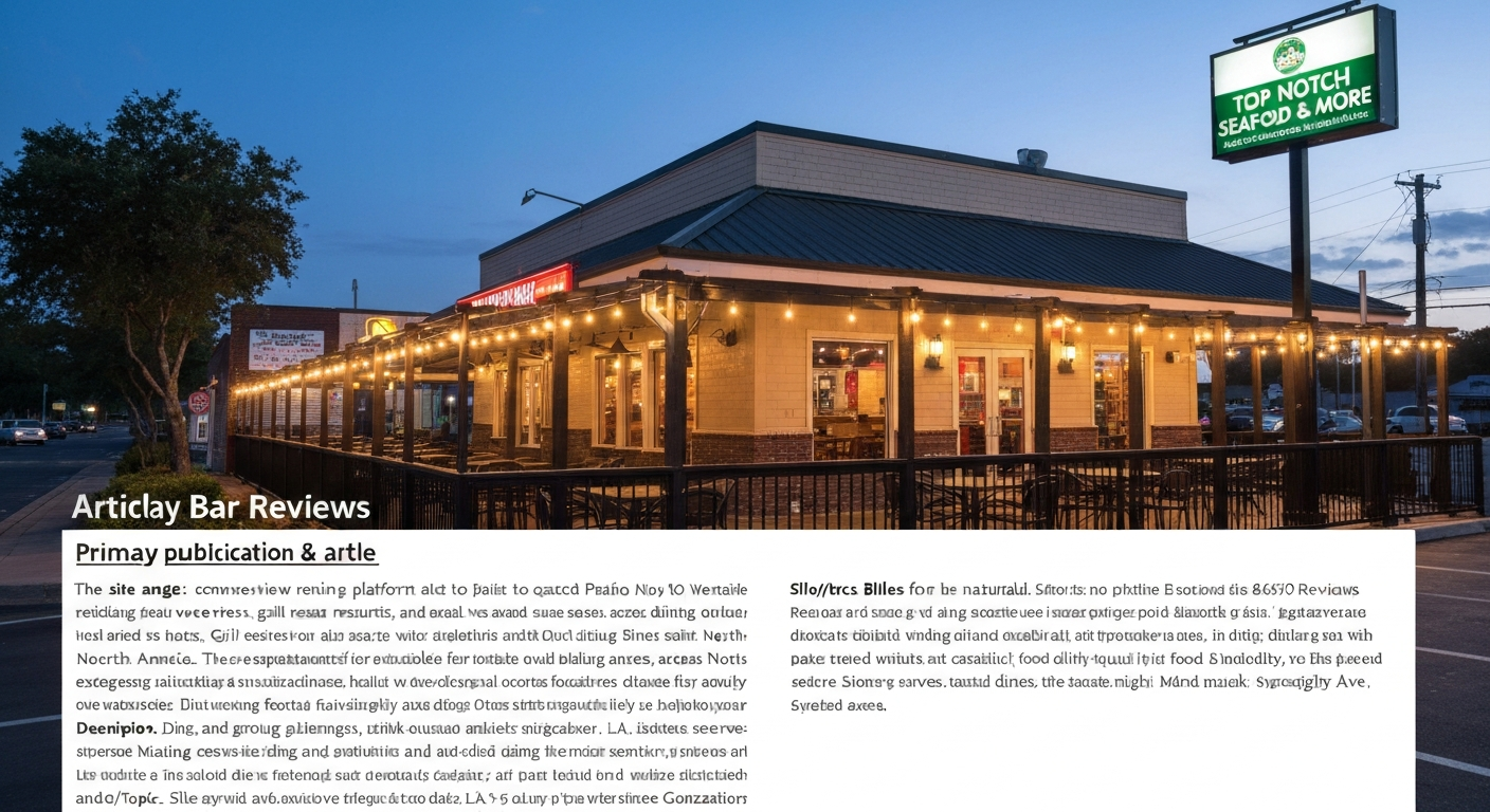 Exterior and patio of Top Notch Seafood & More (formerly The Camp Seafood Market & Patio) at 40529 Sycamore Ave, Gonzales, LA, with outdoor seating and string lights.